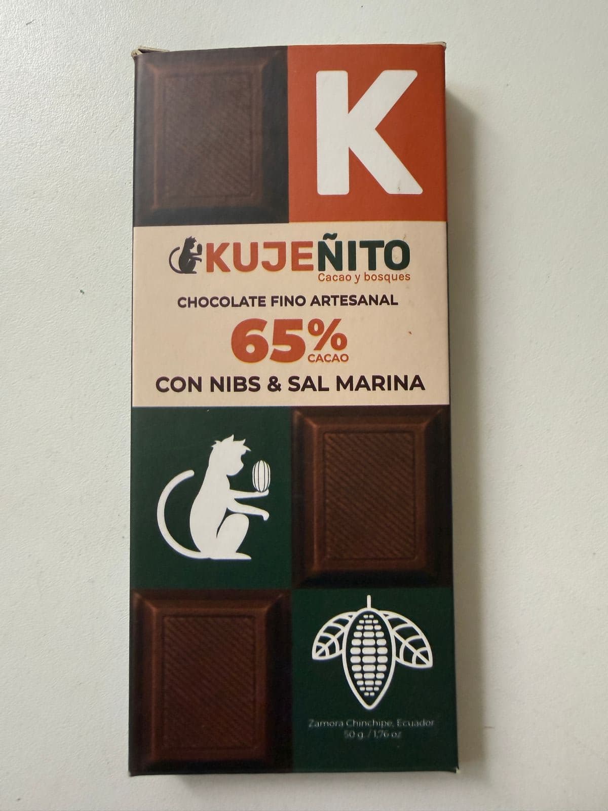 Tableta de Chocolate con Nibs y sal marina